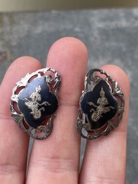 Siam Silver Sterling screwback Goddess Earrings